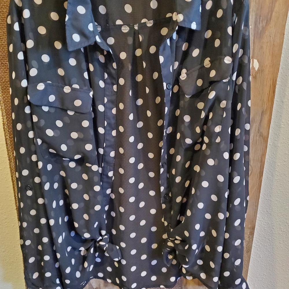 pokadots sheer blouse